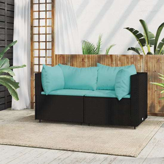 Tuinhoekbanken met kussens 2 st poly rattan zwart MeubelReus