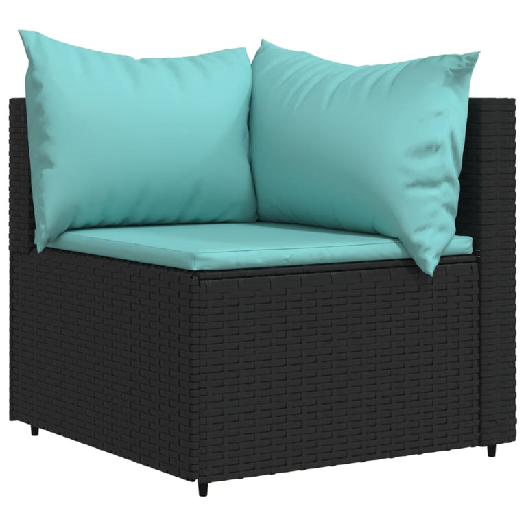 3-delige Loungeset met kussens poly rattan zwart MeubelReus