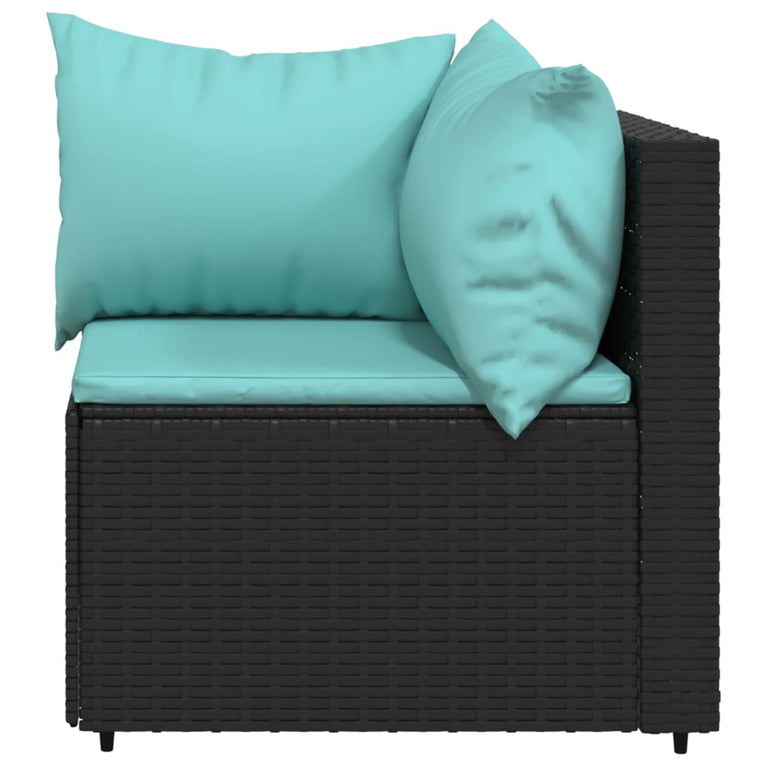 3-delige Loungeset met kussens poly rattan zwart MeubelReus