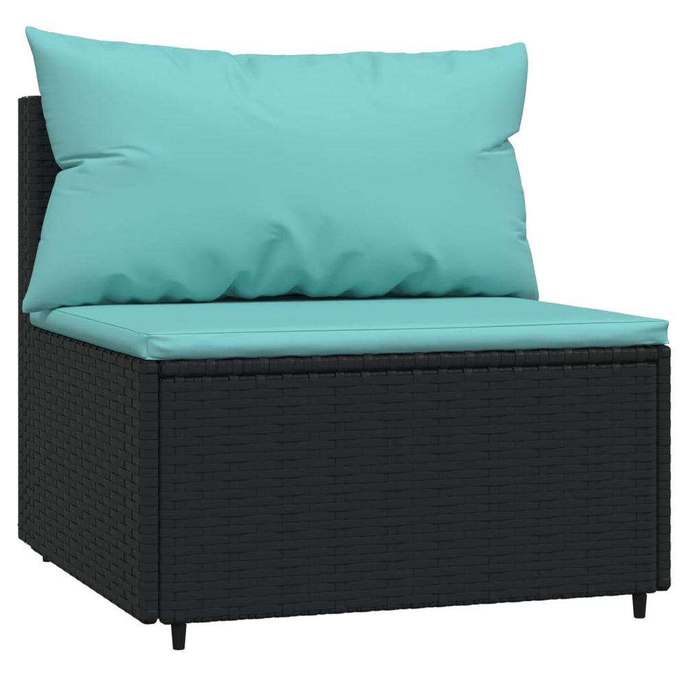 3-delige Loungeset met kussens poly rattan zwart MeubelReus