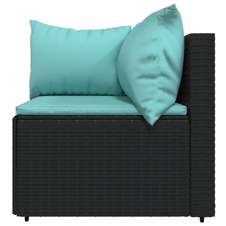 3-delige Loungeset met kussens poly rattan zwart MeubelReus