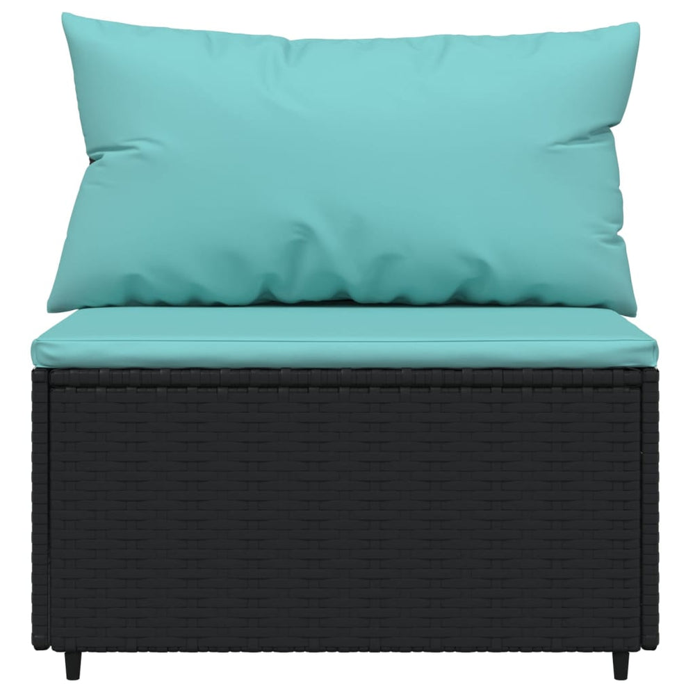 3-delige Loungeset met kussens poly rattan zwart MeubelReus