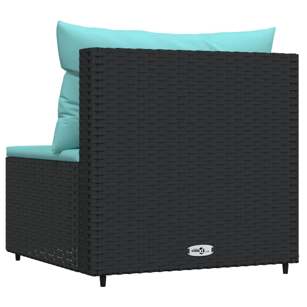 Tuinmiddenbank met kussens poly rattan zwart MeubelReus