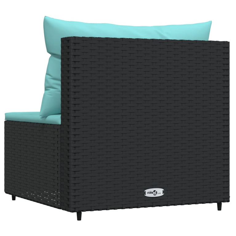 Tuinmiddenbank met kussens poly rattan zwart MeubelReus