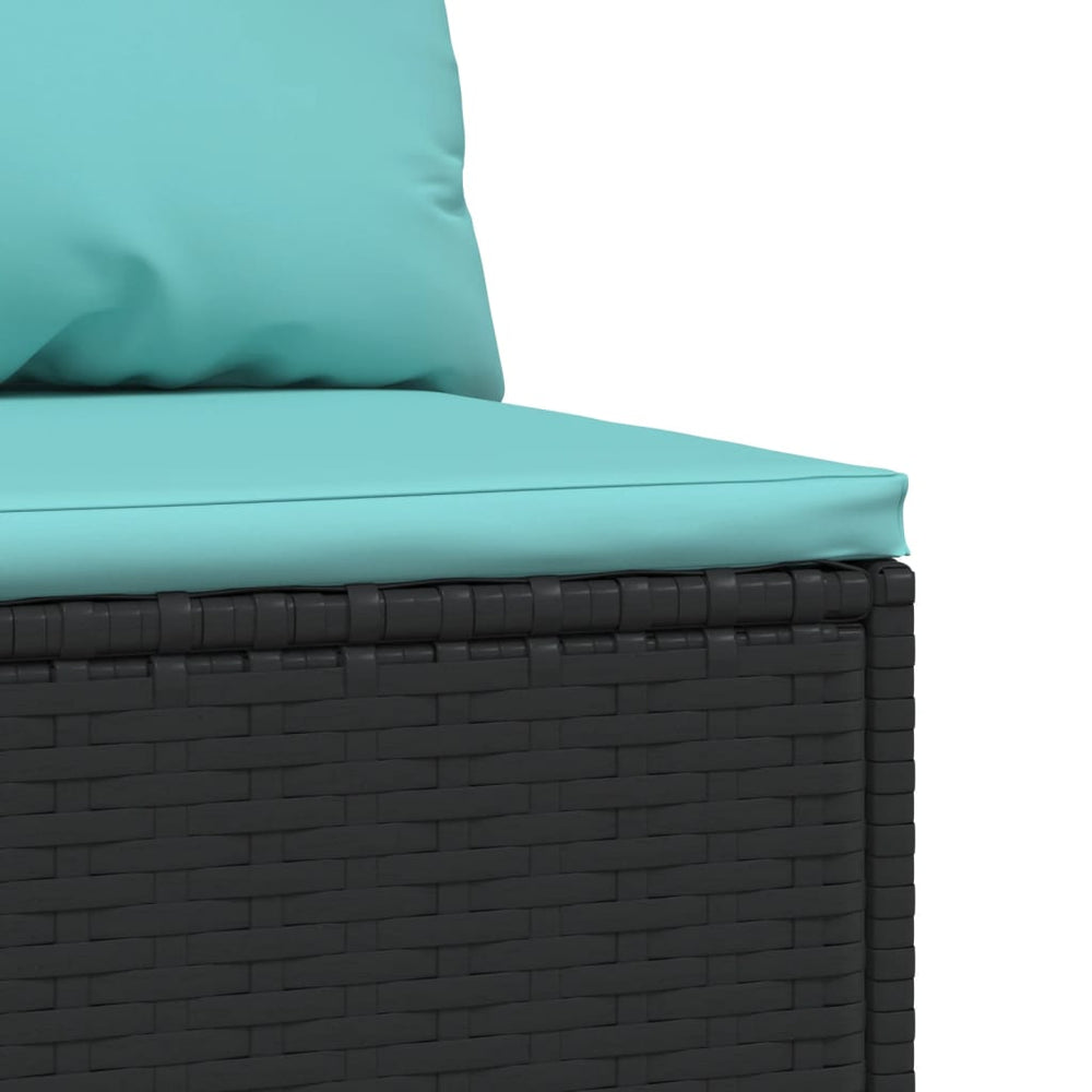 Tuinmiddenbank met kussens poly rattan zwart MeubelReus