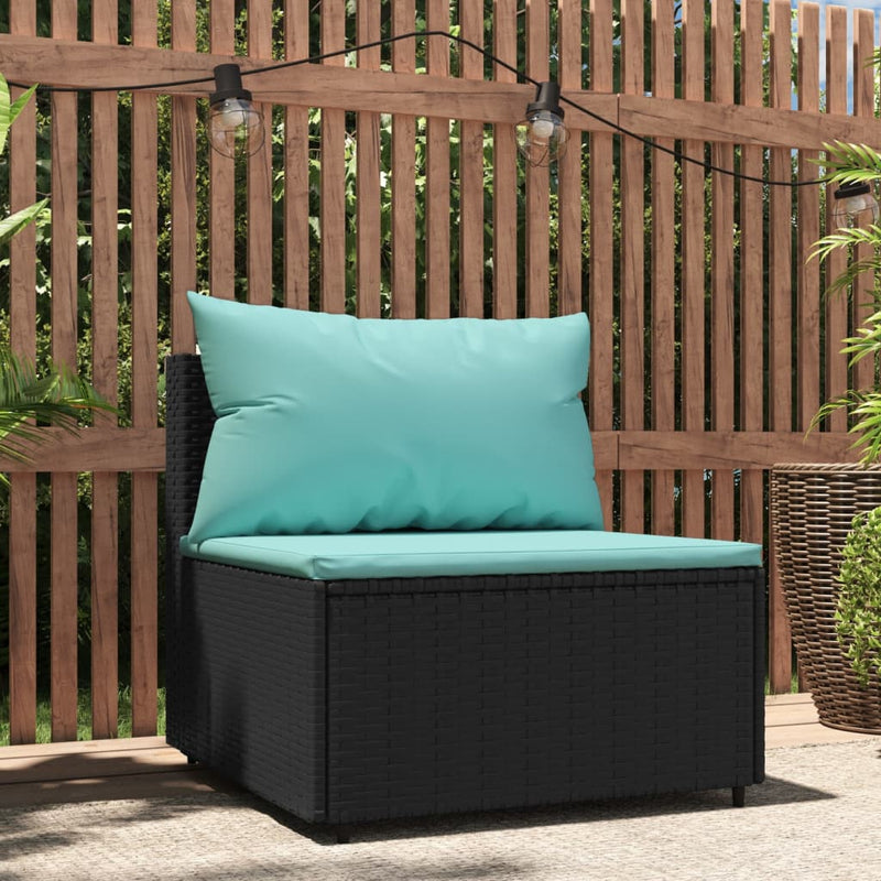 Tuinmiddenbank met kussens poly rattan zwart MeubelReus