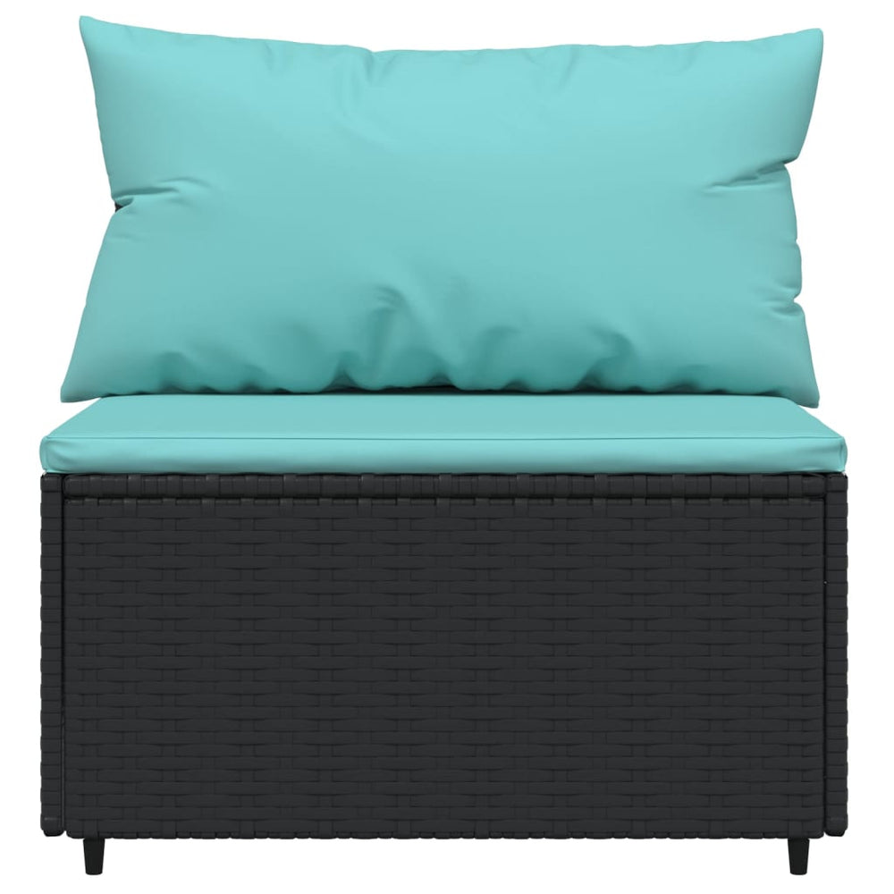 3-delige Loungeset met kussens poly rattan zwart MeubelReus