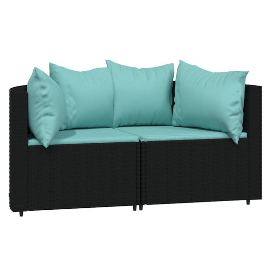 3-delige Loungeset met kussens poly rattan zwart MeubelReus