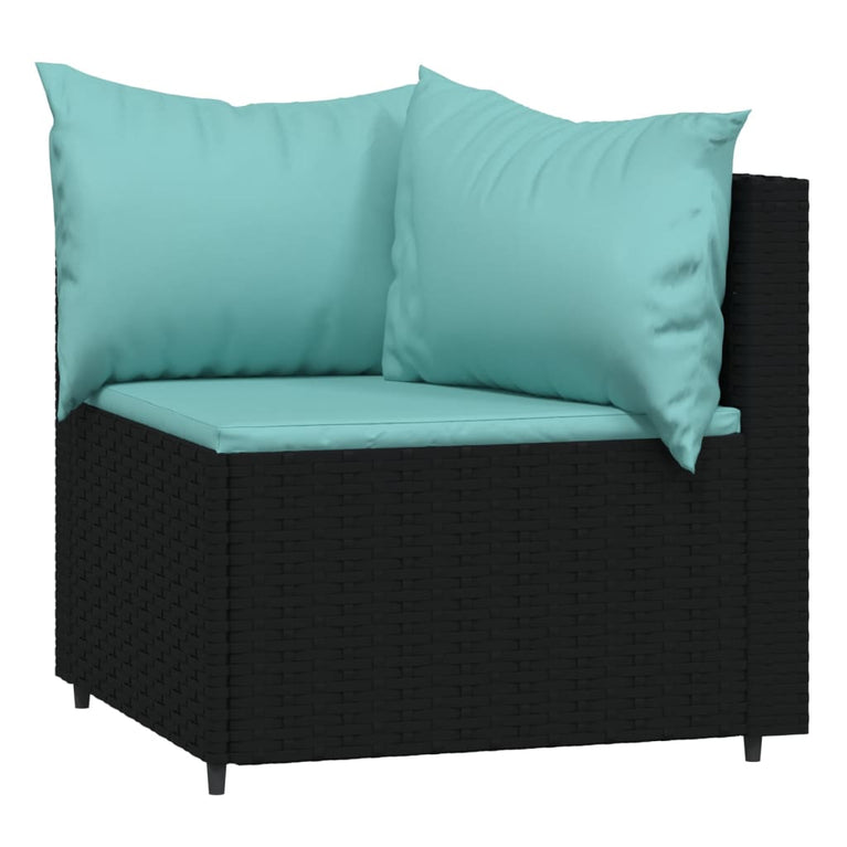 3-delige Loungeset met kussens poly rattan zwart MeubelReus