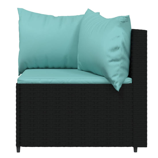 3-delige Loungeset met kussens poly rattan zwart MeubelReus