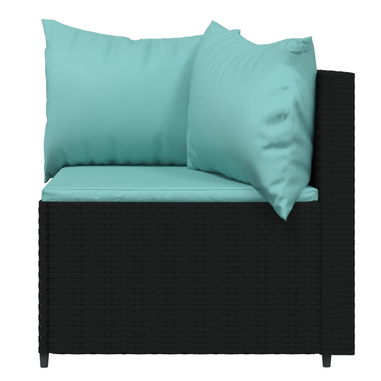3-delige Loungeset met kussens poly rattan zwart MeubelReus