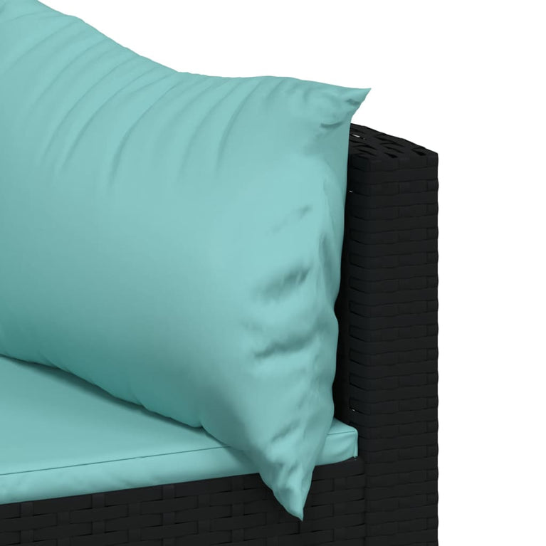 3-delige Loungeset met kussens poly rattan zwart MeubelReus