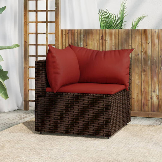 Tuinhoekbank met kussens poly rattan bruin MeubelReus