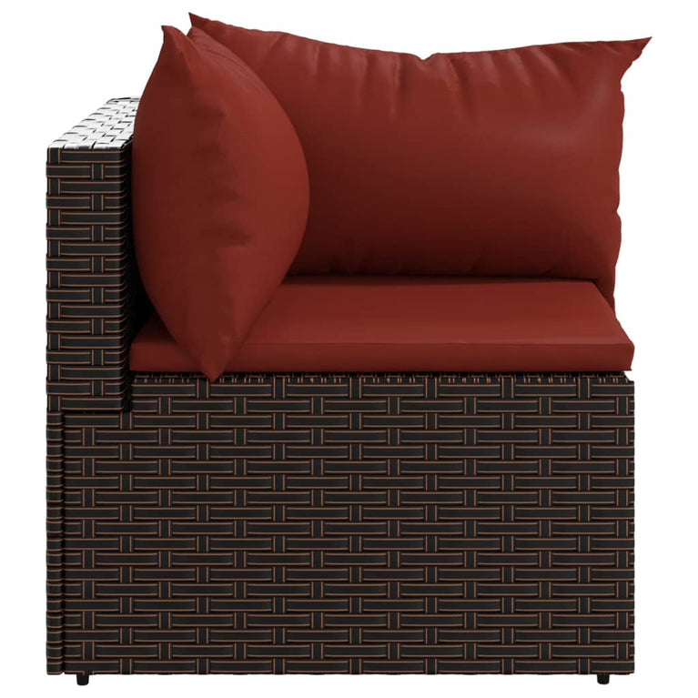 Tuinhoekbanken met kussens 2 st poly rattan bruin MeubelReus