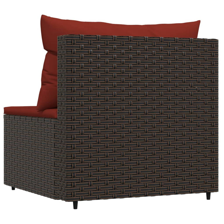 Tuinmiddenbank met kussens poly rattan bruin MeubelReus
