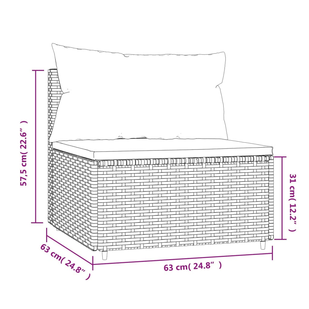 Tuinmiddenbank met kussens poly rattan bruin MeubelReus