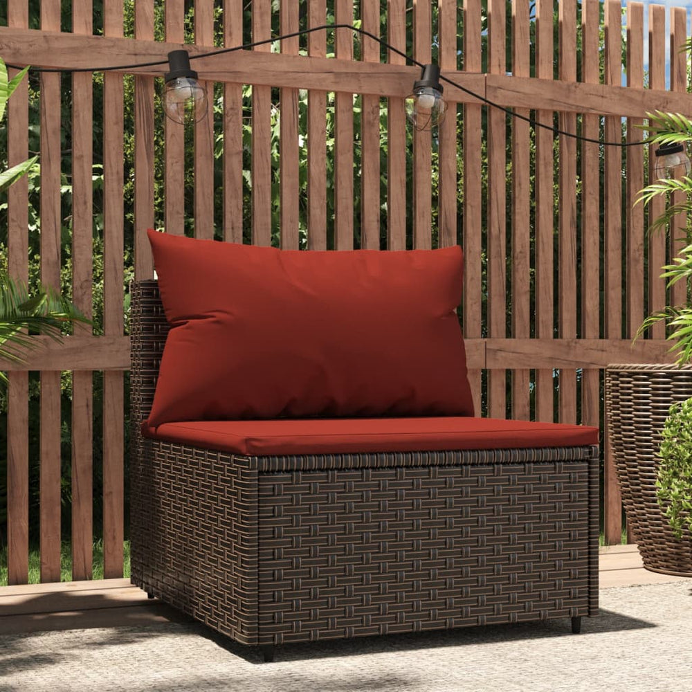 Tuinmiddenbank met kussens poly rattan bruin MeubelReus