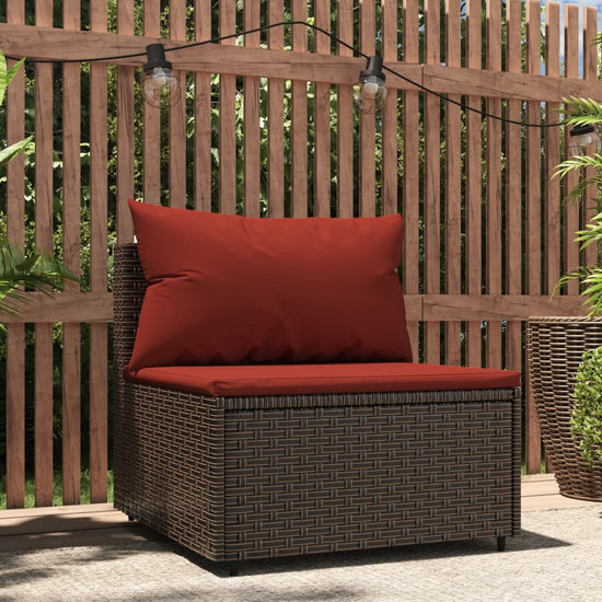 Tuinmiddenbank met kussens poly rattan bruin MeubelReus