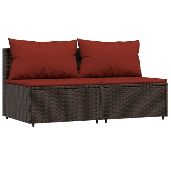 3-delige Loungeset met kussens poly rattan bruin MeubelReus