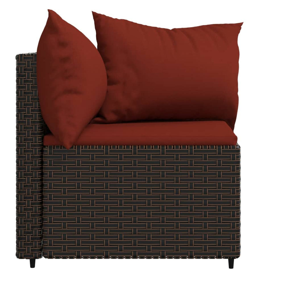 Tuinhoekbanken met kussens 2 st poly rattan bruin MeubelReus