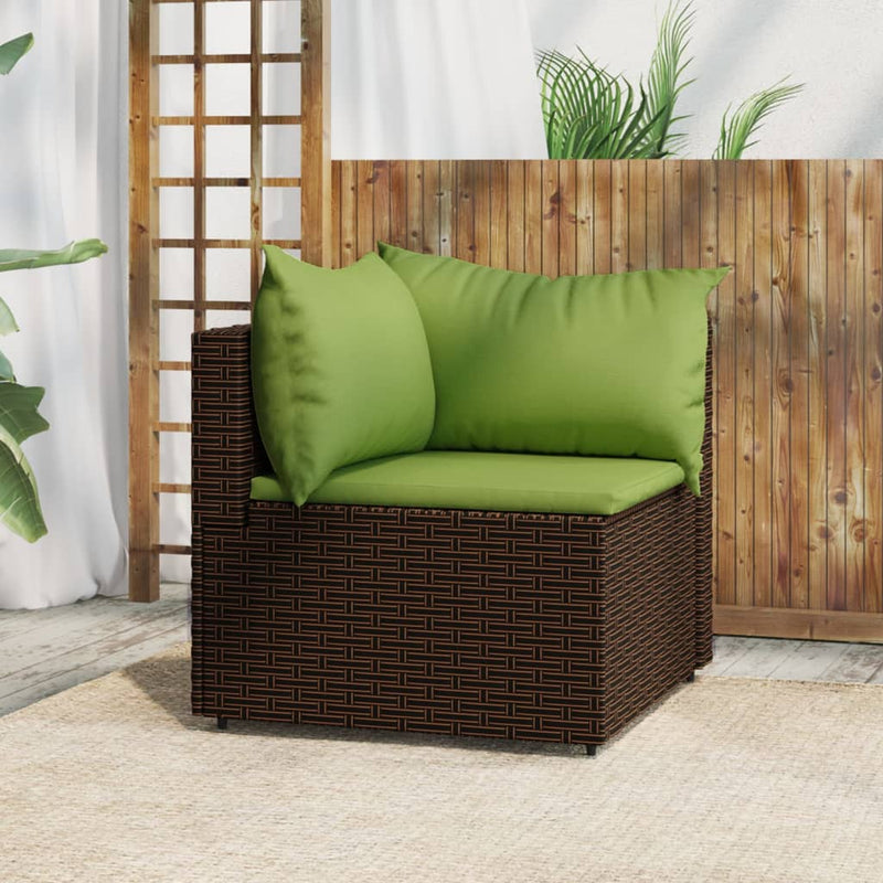Tuinhoekbank met kussens poly rattan bruin MeubelReus