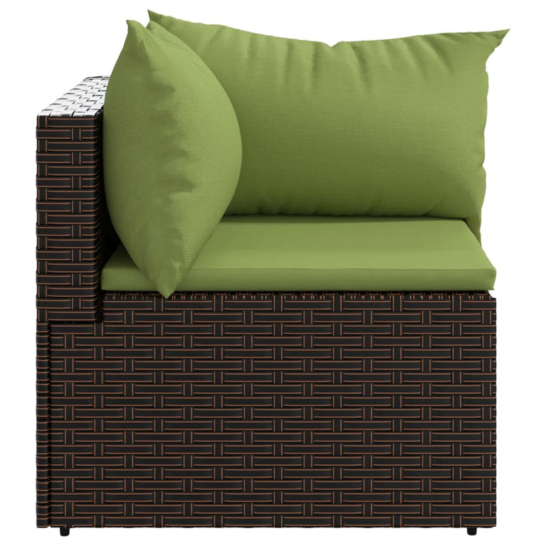 Tuinhoekbanken met kussens 2 st poly rattan bruin MeubelReus