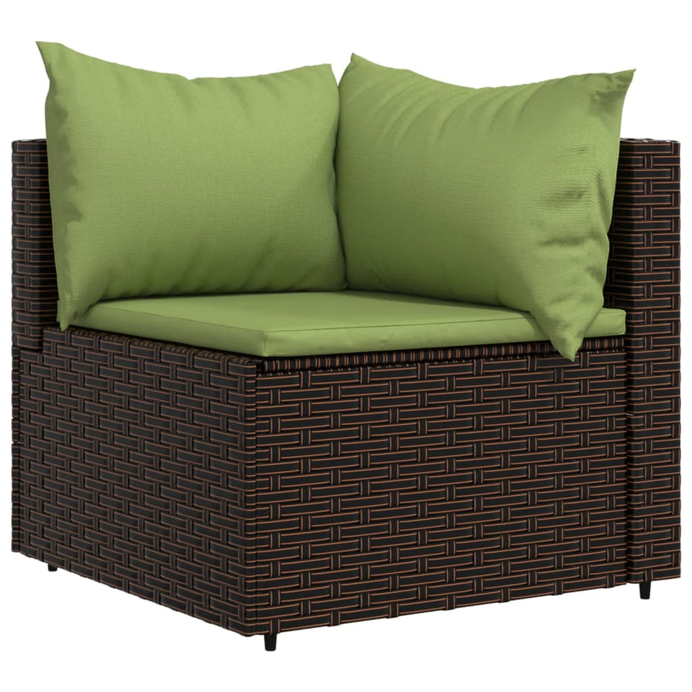4-delige Loungeset met kussens poly rattan bruin MeubelReus