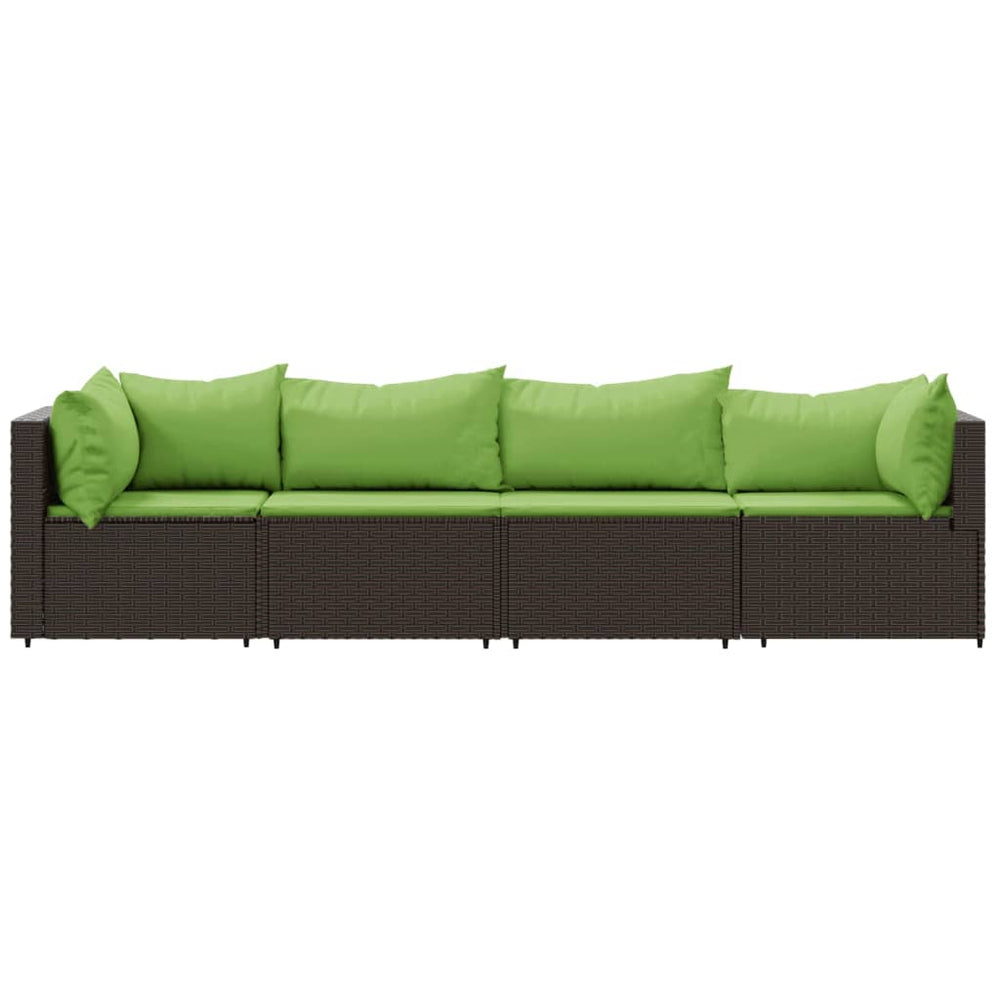 4-delige Loungeset met kussens poly rattan bruin MeubelReus