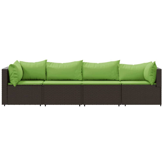 4-delige Loungeset met kussens poly rattan bruin MeubelReus