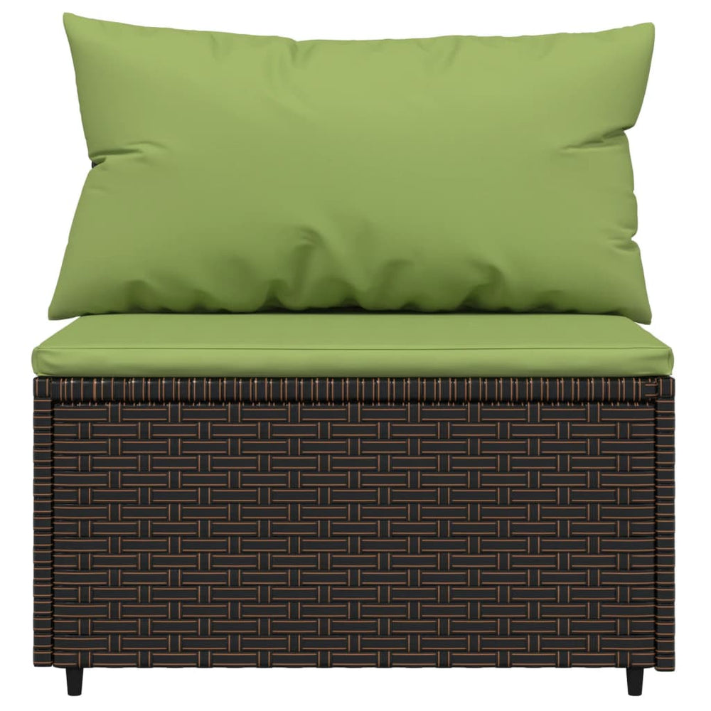 Tuinmiddenbank met kussens poly rattan bruin MeubelReus