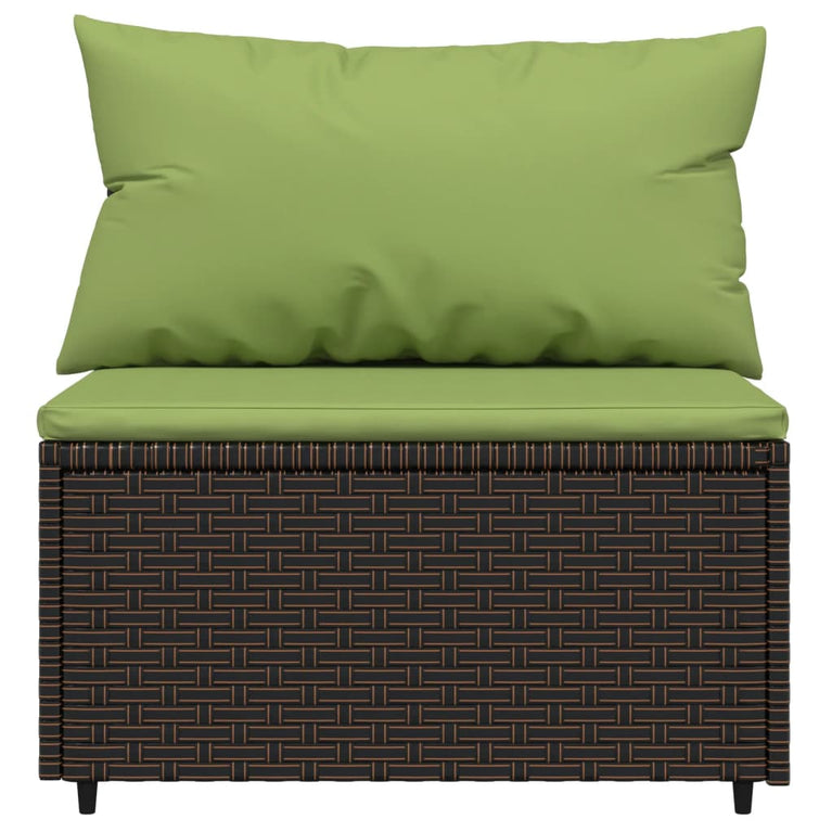 Tuinmiddenbank met kussens poly rattan bruin MeubelReus