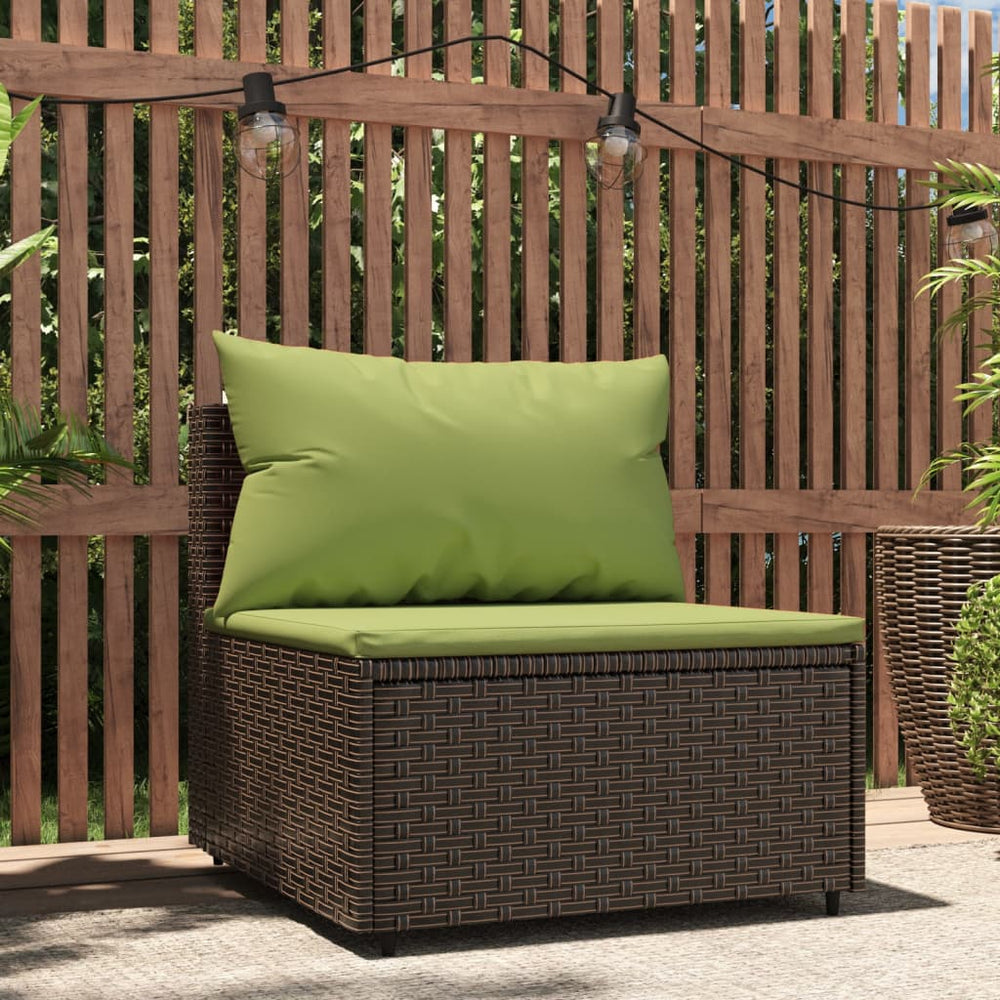 Tuinmiddenbank met kussens poly rattan bruin MeubelReus