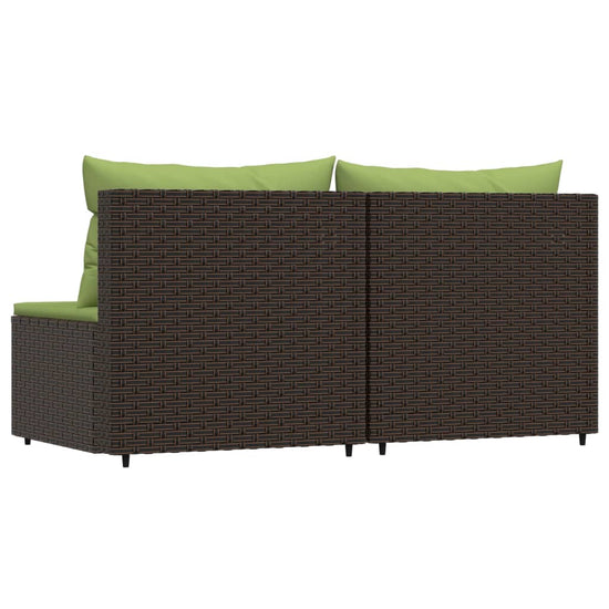 Tuinmiddenbanken met kussens 2 st poly rattan bruin MeubelReus