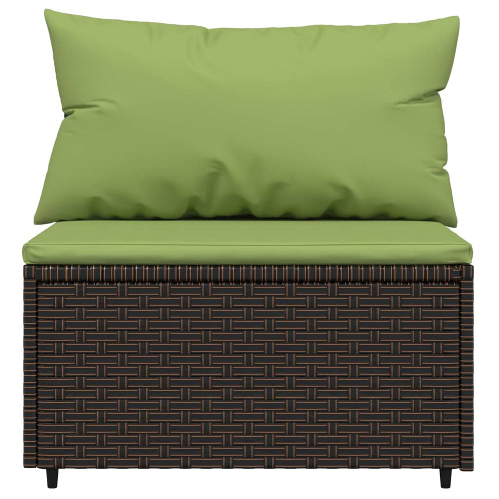 Tuinmiddenbanken met kussens 2 st poly rattan bruin MeubelReus