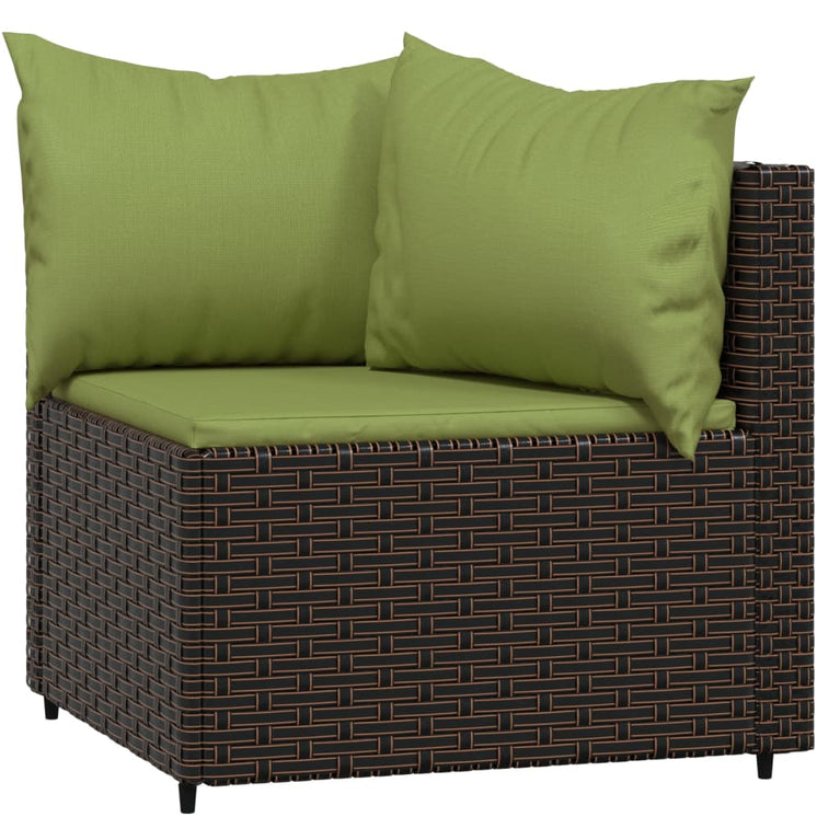 Tuinhoekbanken met kussens 2 st poly rattan bruin MeubelReus
