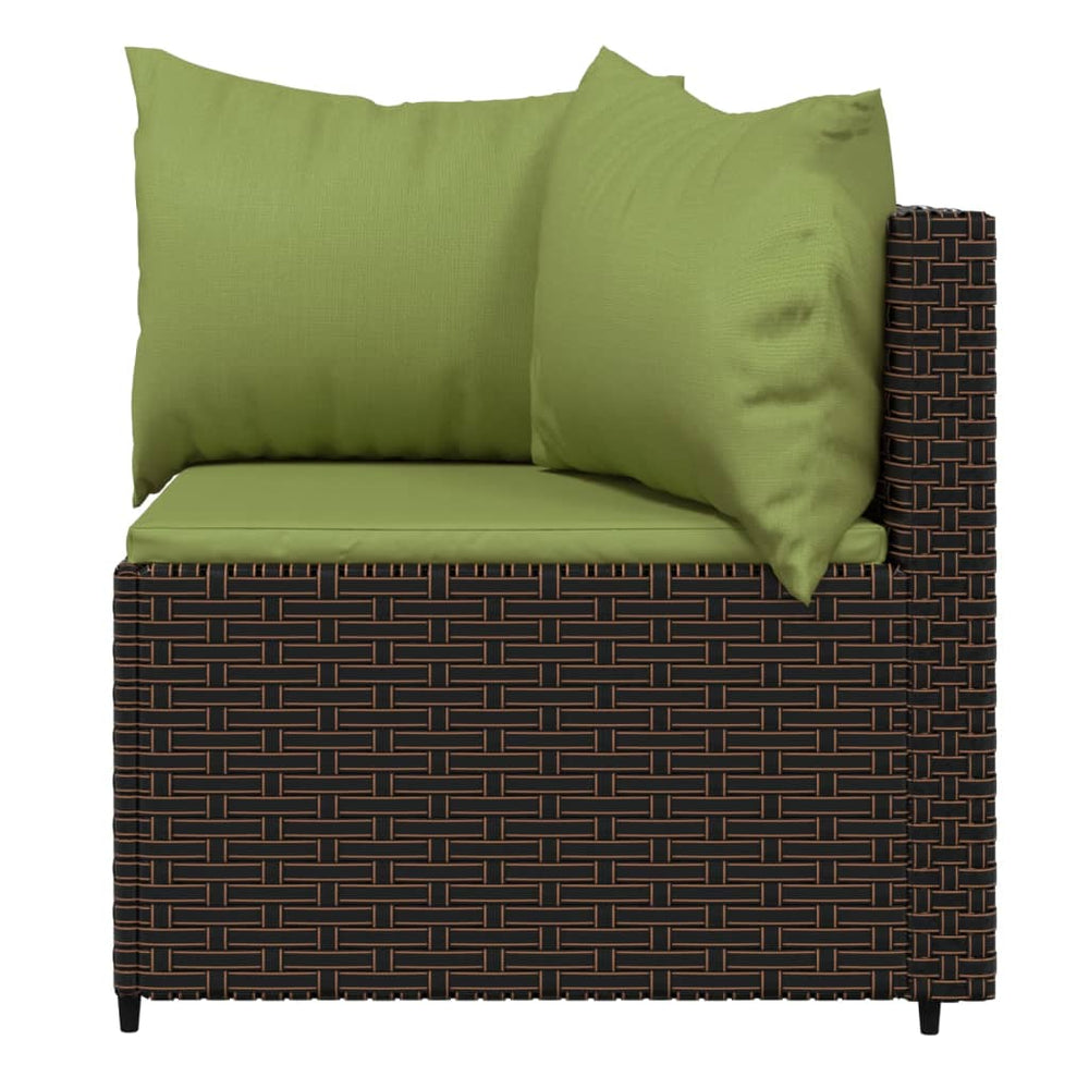 Tuinhoekbanken met kussens 2 st poly rattan bruin MeubelReus