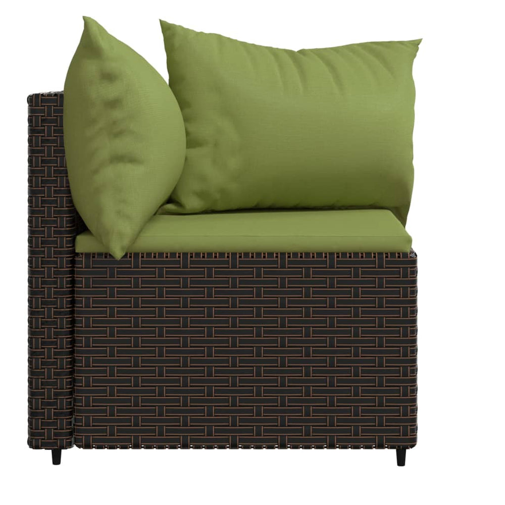 Tuinhoekbanken met kussens 2 st poly rattan bruin MeubelReus