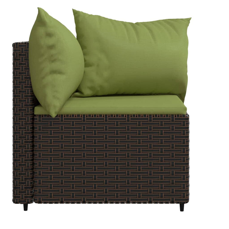 Tuinhoekbanken met kussens 2 st poly rattan bruin MeubelReus