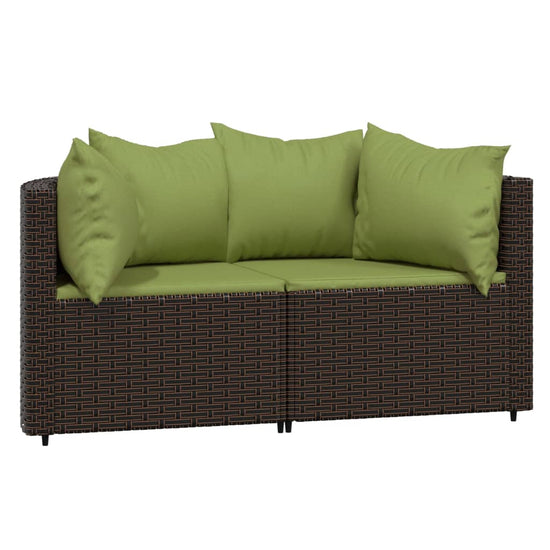 3-delige Loungeset met kussens poly rattan bruin MeubelReus