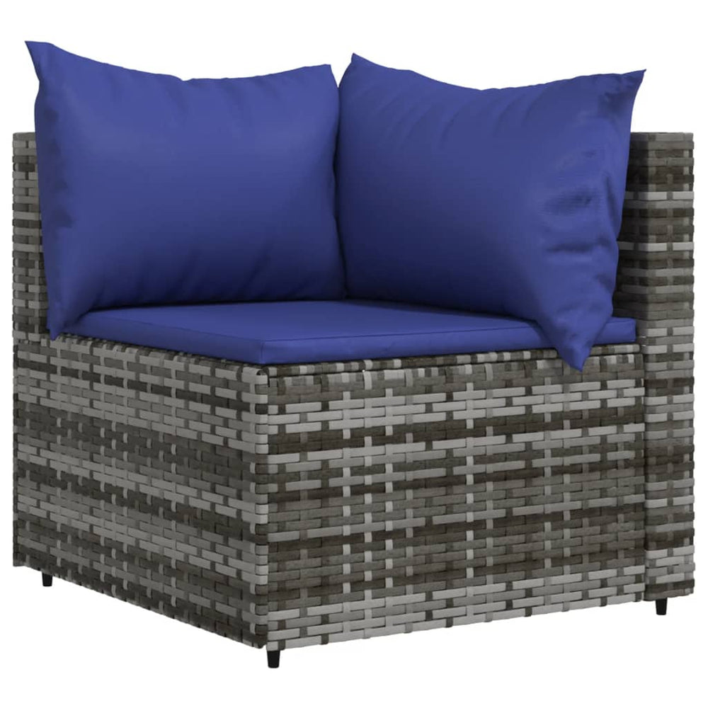 Tuinhoekbank met kussens poly rattan grijs MeubelReus