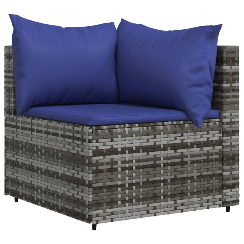 Tuinhoekbank met kussens poly rattan grijs MeubelReus