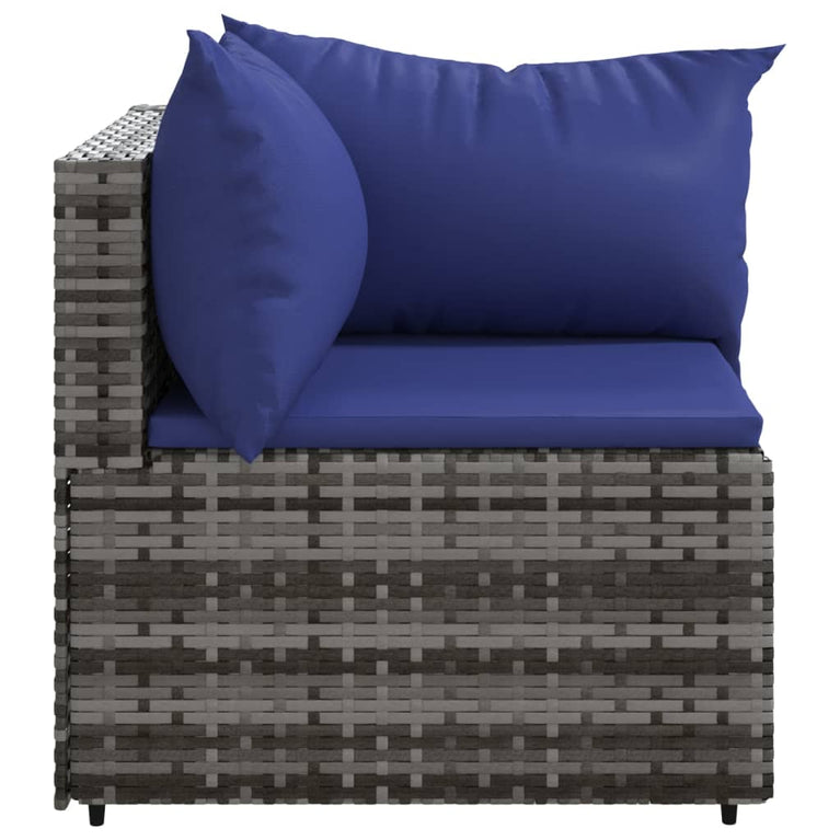 Tuinhoekbanken met kussens 2 st poly rattan grijs MeubelReus