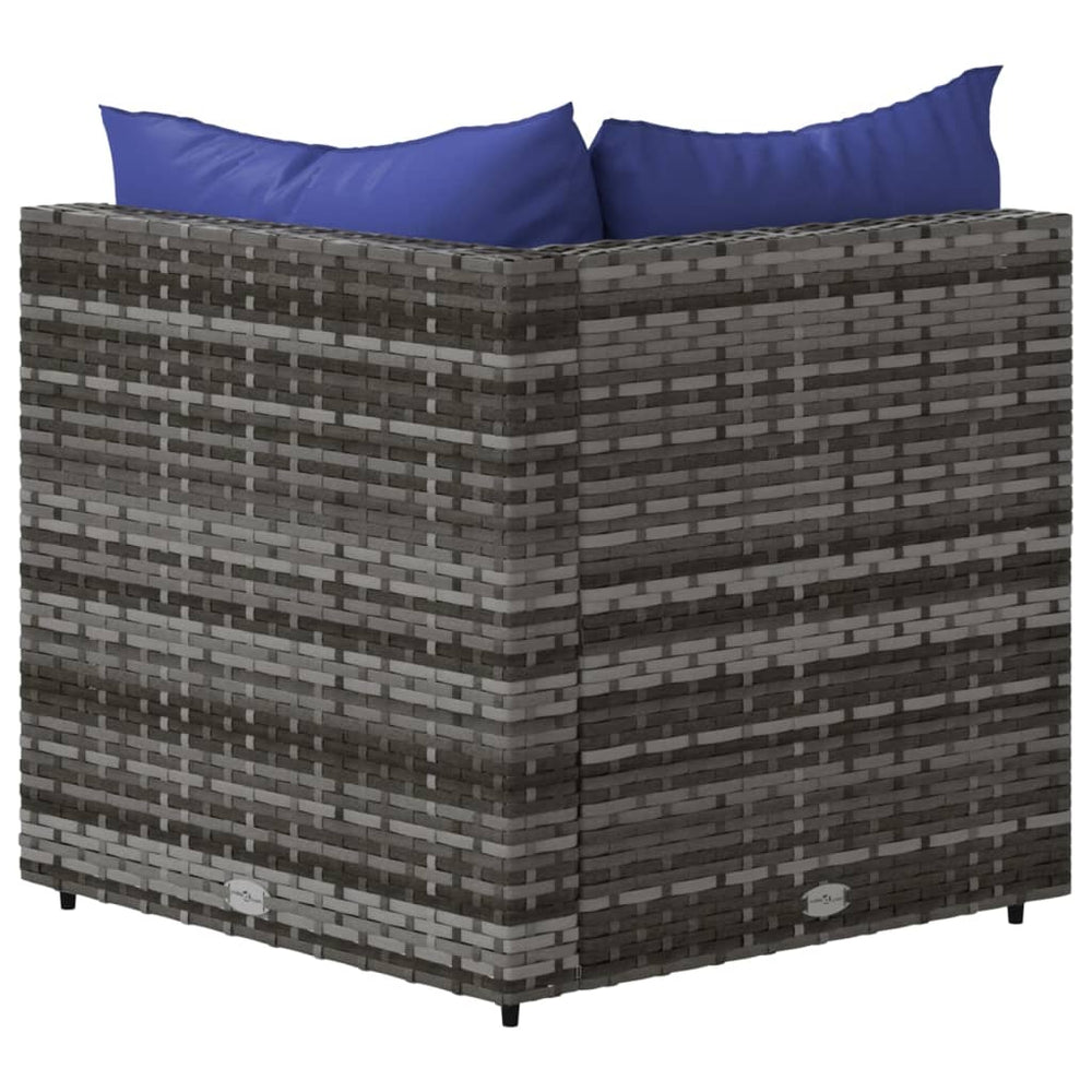 Tuinhoekbanken met kussens 2 st poly rattan grijs MeubelReus