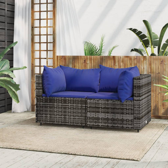 Tuinhoekbanken met kussens 2 st poly rattan grijs MeubelReus