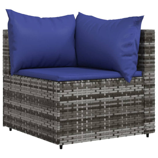 3-delige Loungeset met kussens poly rattan grijs MeubelReus
