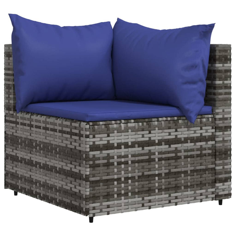 3-delige Loungeset met kussens poly rattan grijs MeubelReus