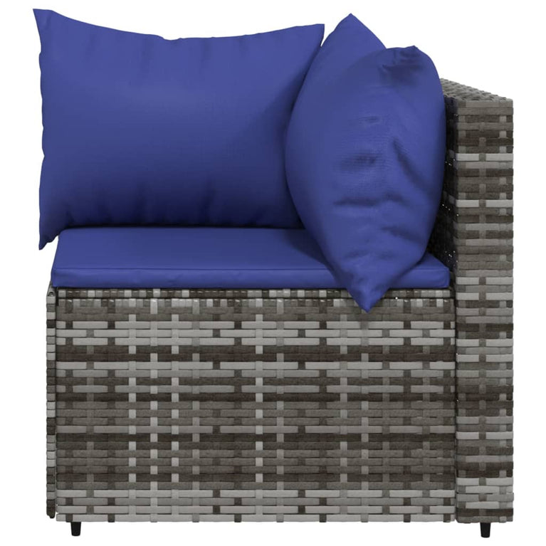 3-delige Loungeset met kussens poly rattan grijs MeubelReus