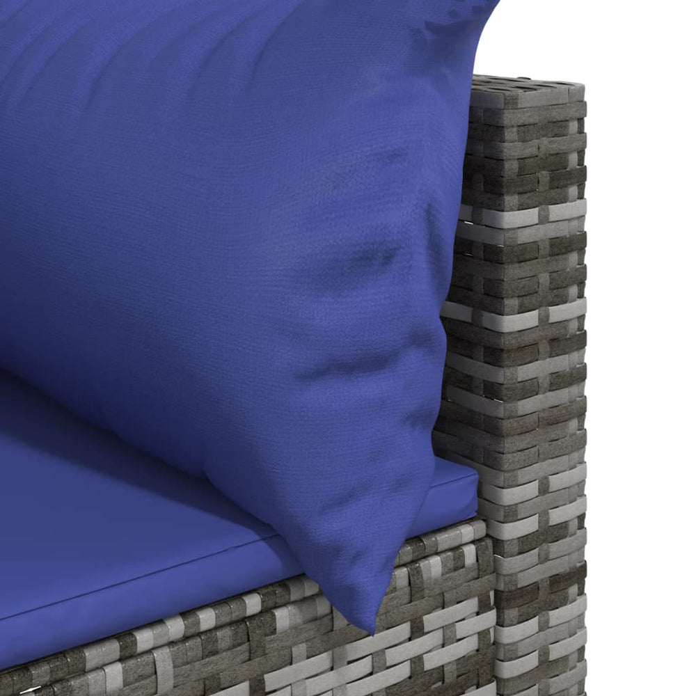 3-delige Loungeset met kussens poly rattan grijs MeubelReus