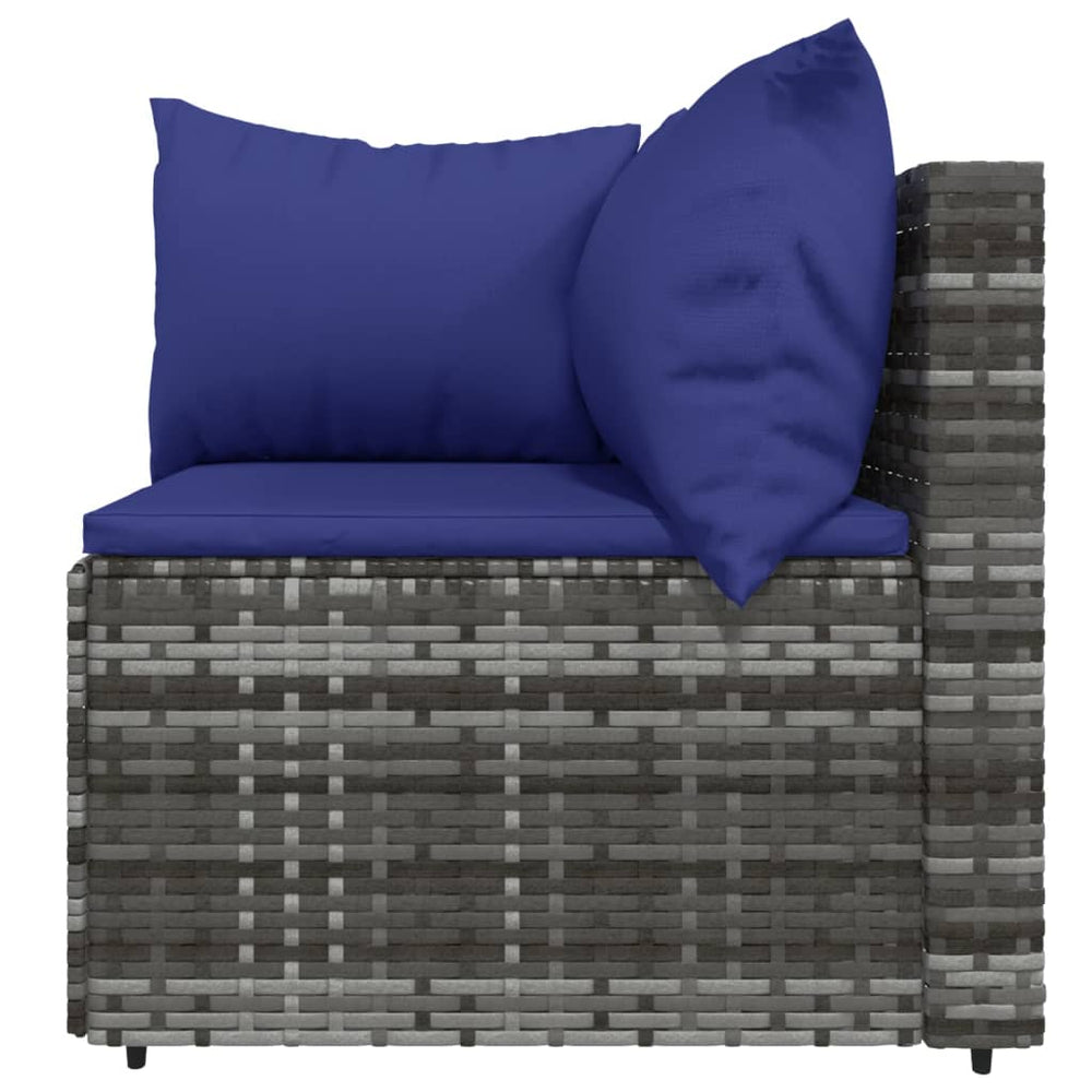 3-delige Loungeset met kussens poly rattan grijs MeubelReus