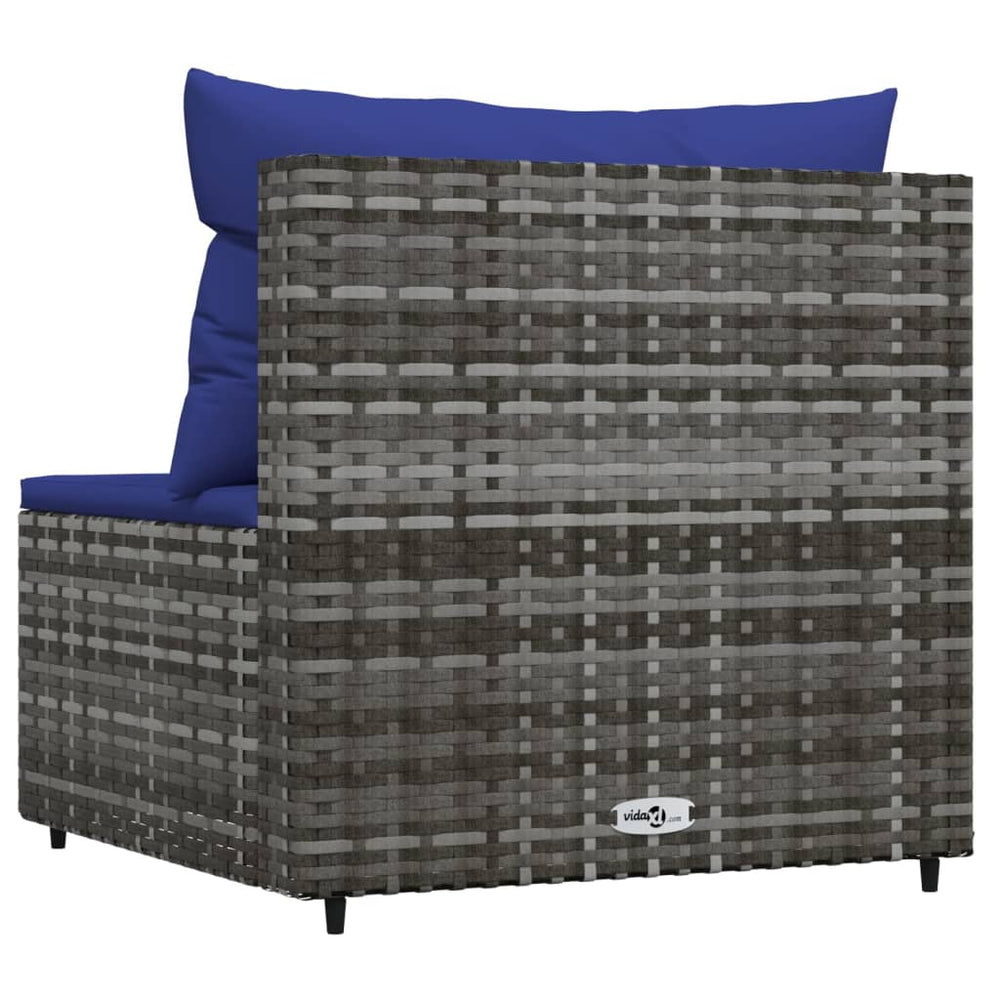 Tuinmiddenbank met kussens poly rattan grijs MeubelReus